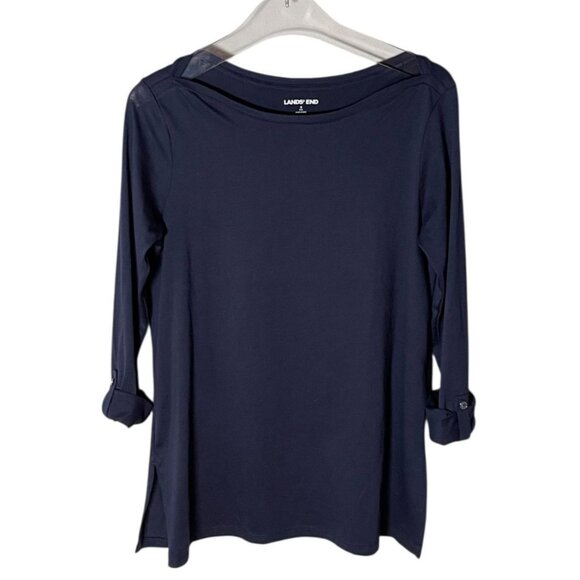 Lands' End Tops - Lands’ End Navy Supima Cotton Boatneck Tunic Top | Small